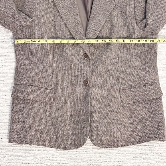 PENDLETON Women’s 16P Taupe Blazer Herringbone Lambswool Equestrian Academia - Picture 7 of 12